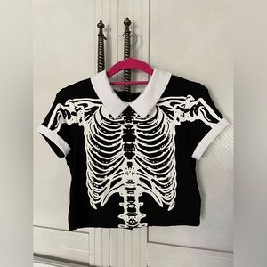 Killstar Skeleton Wednesday Collar Top- Small -Excellent Condition!
